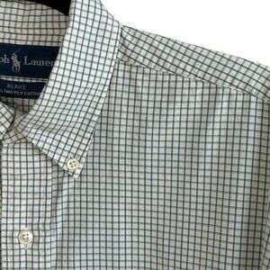 Ralph Lauren Men's Vintage Blake Fit Green Check Long Sleeve Shirt Size Medium
